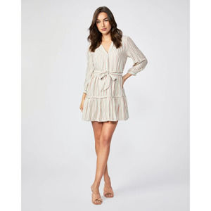 Paige Kylenn stripe 3/4 sleeve Tiered dress in Blue Grey Multi Size Medium